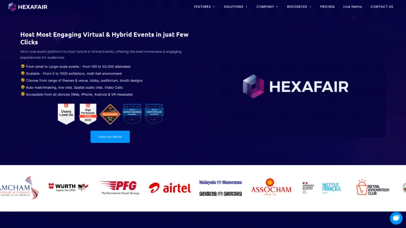 Homepage of HexaFair