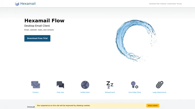 Homepage of Hexamail Flow