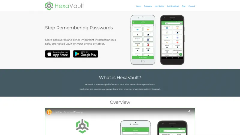 Homepage of HexaVault