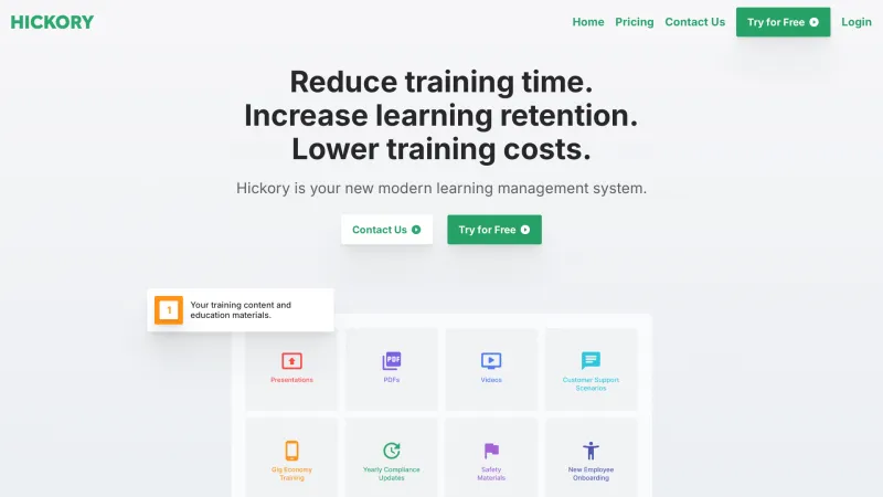 Homepage of Hickory Training