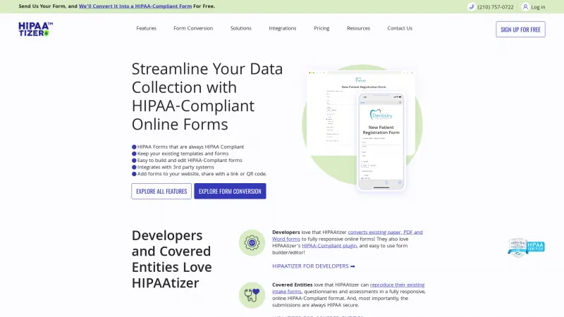 Homepage of HIPAAtizer