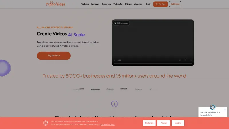 Homepage of Hippo Video