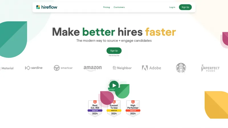 Homepage of Hireflow