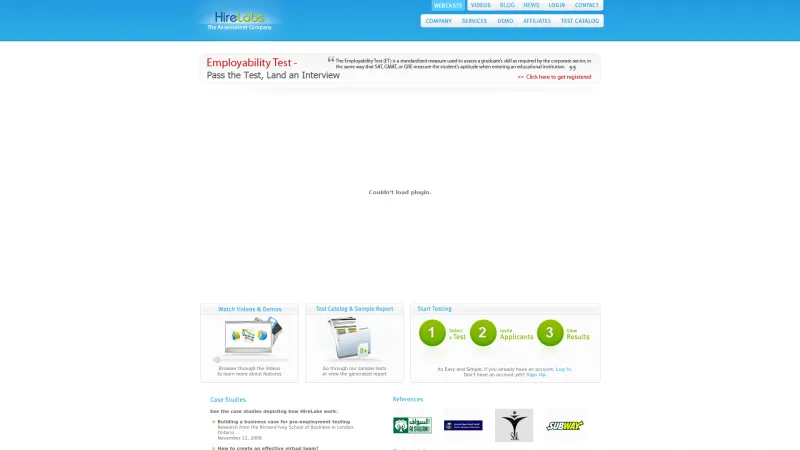 Homepage of HireLabs