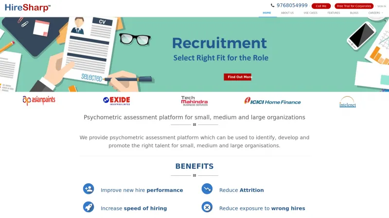 Homepage of HireSharp