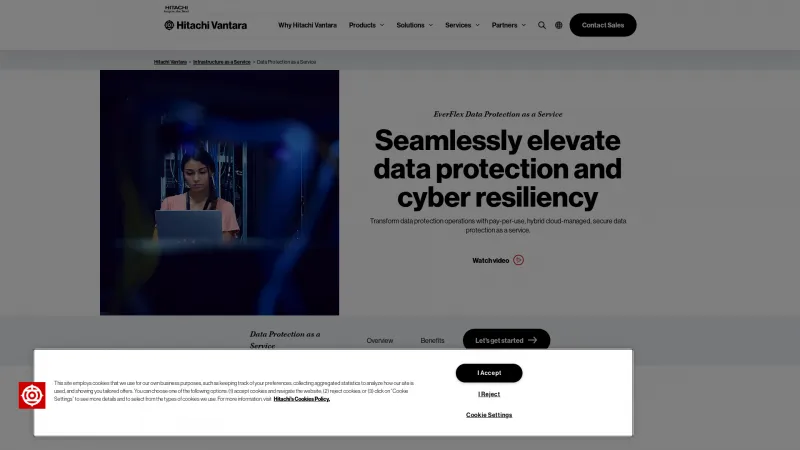 Homepage of Hitachi Data Protection as a Service