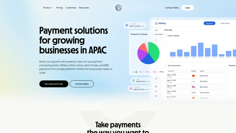 Homepage of HitPay