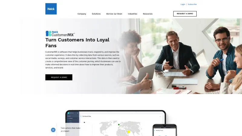 Homepage of Hoick CustomerMX