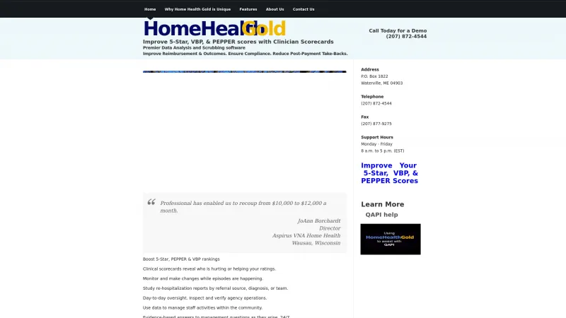 Homepage of Home Health Gold