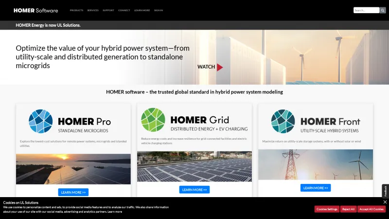 Homepage of HOMER Energy