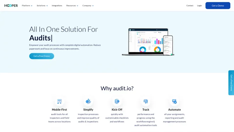 Homepage of Audit.io