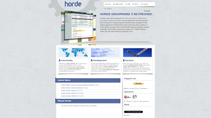 Homepage of Horde