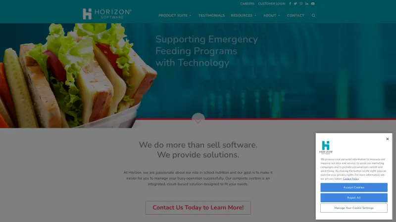 Homepage of Horizon Software