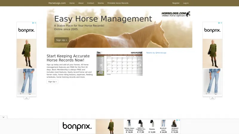 Homepage of HorseLogs.com