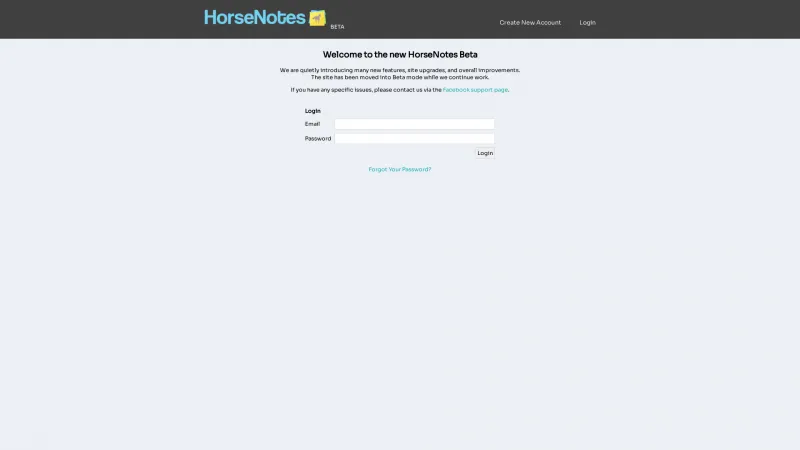 Homepage of HorseNotes