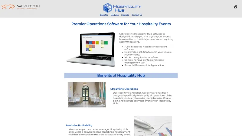 Homepage of Hospitality Hub