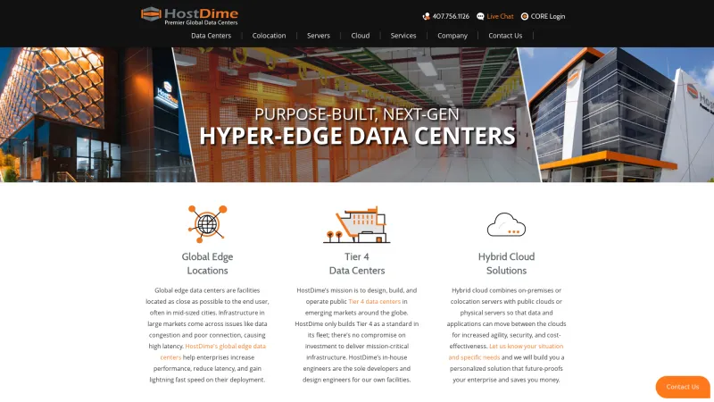 Homepage of HostDime