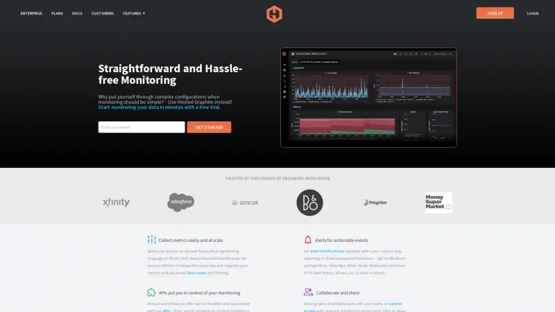 Homepage of Hosted Graphite