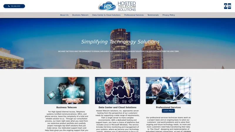 Homepage of Hosted Telecom Solutions