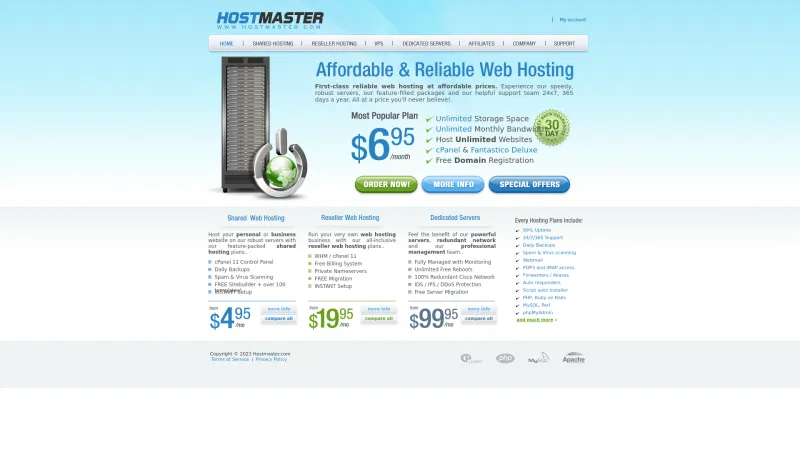 Homepage of Hostmaster