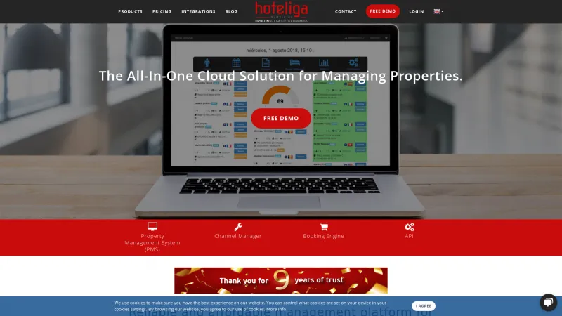 Homepage of hoteliga