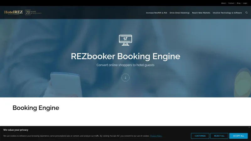 Homepage of REZbooker