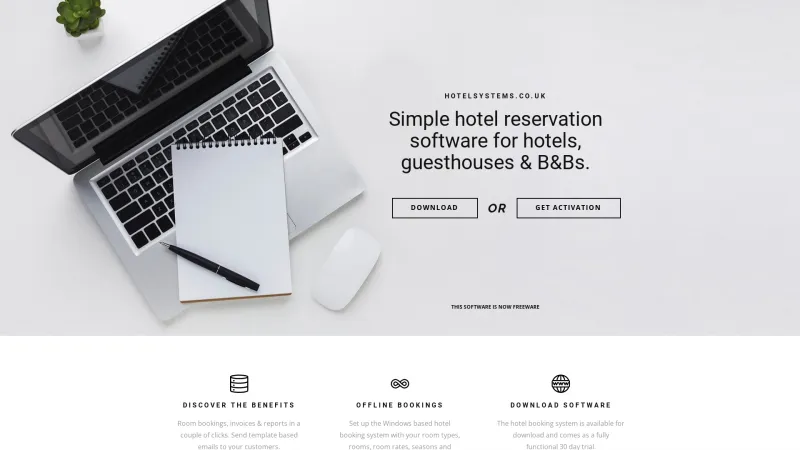 Homepage of Hotel Booking System