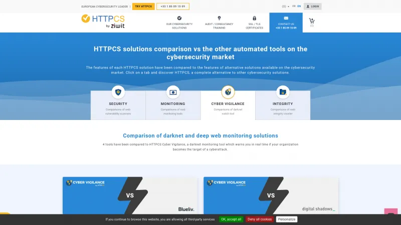 Homepage of HTTPCS Cyber Vigilance