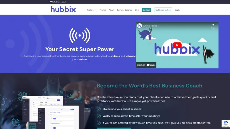 Homepage of Hubbix