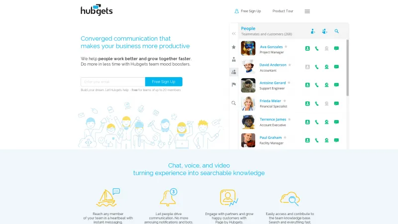 Homepage of Hubgets