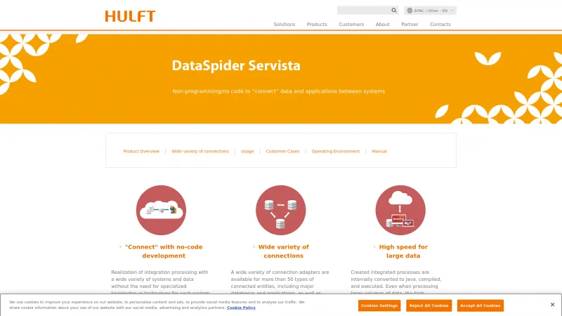 Homepage of DataSpider Servista