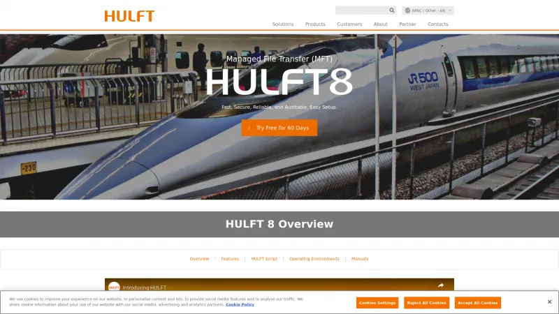 Homepage of HULFT 8