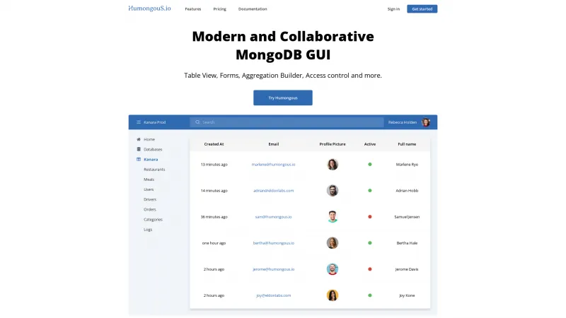 Homepage of HumongouS.io