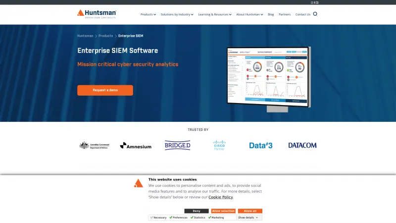 Homepage of Huntsman SIEM