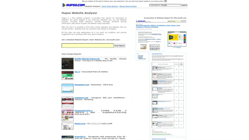 Homepage of Hupso