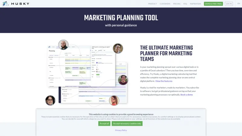 Homepage of Husky Marketing Planner