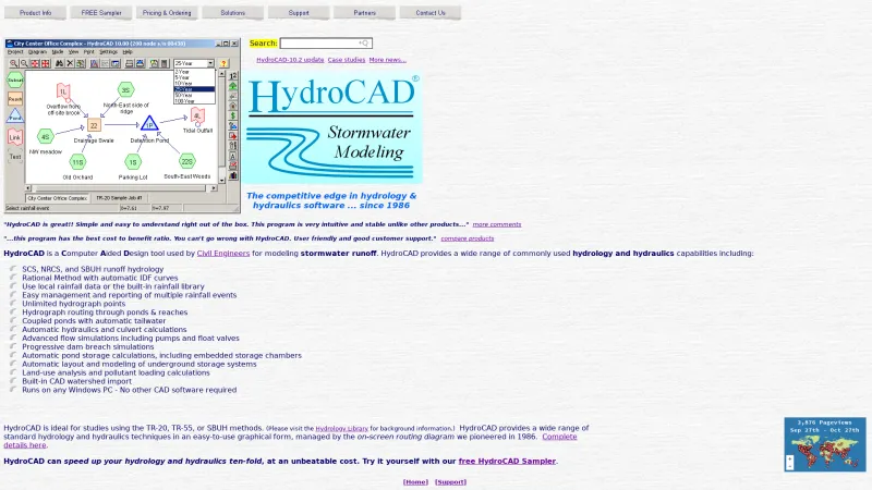 Homepage of HydroCAD