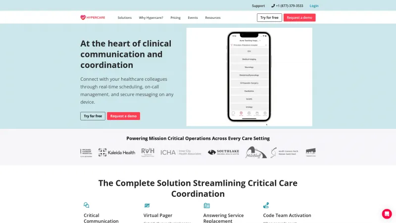 Homepage of Hypercare