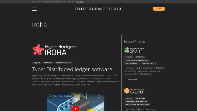 Homepage of Hyperledger Iroha