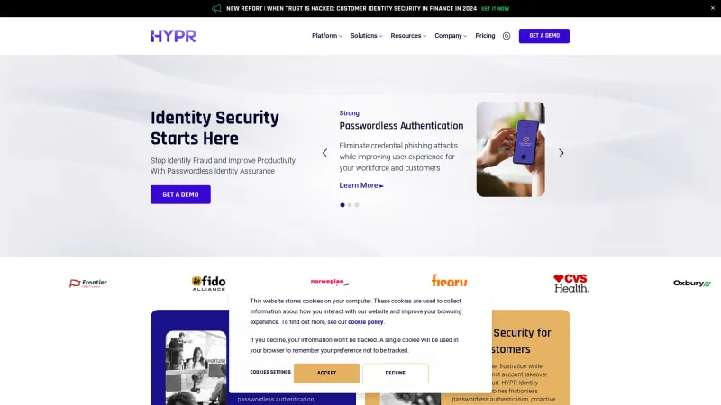 Homepage of HYPR