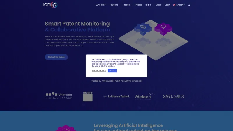 Homepage of IamIP Platform