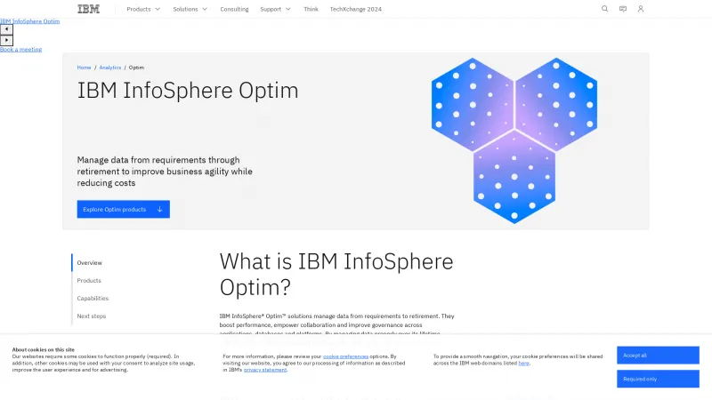 Homepage of IBM InfoSphere Optim