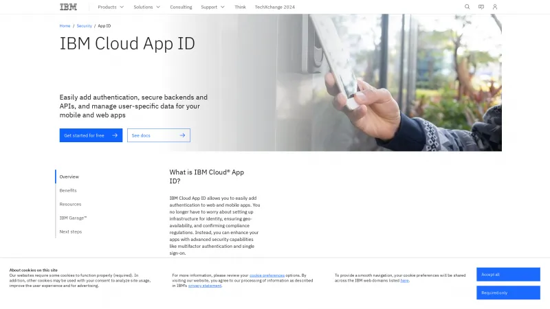 Homepage of IBM Cloud App ID