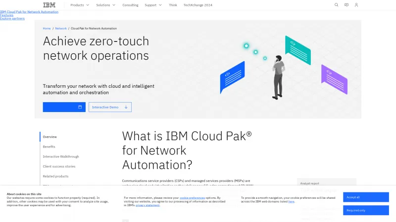 Homepage of IBM Cloud Pak for Network Automation