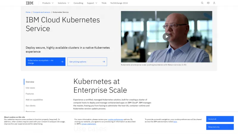 Homepage of IBM Cloud Kubernetes Service