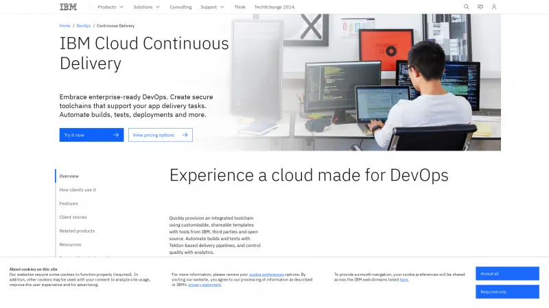 Homepage of IBM Cloud Continuous Delivery