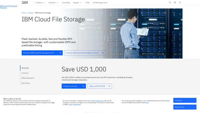 Homepage of IBM Cloud File Storage