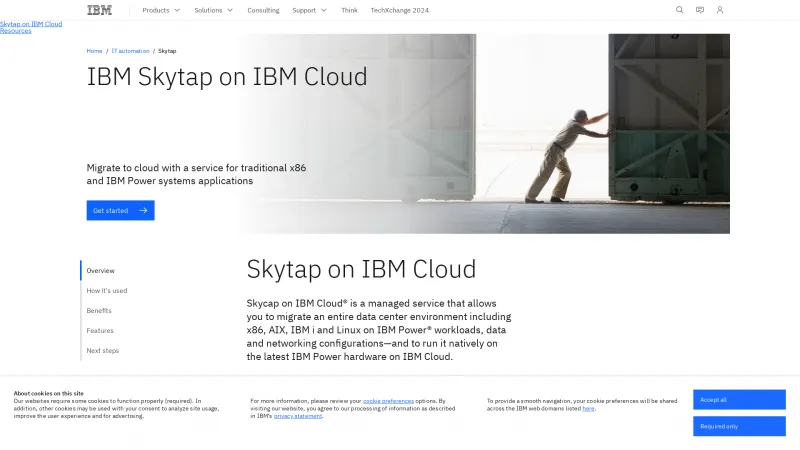 Homepage of IBM Cloud for Skytap Solutions