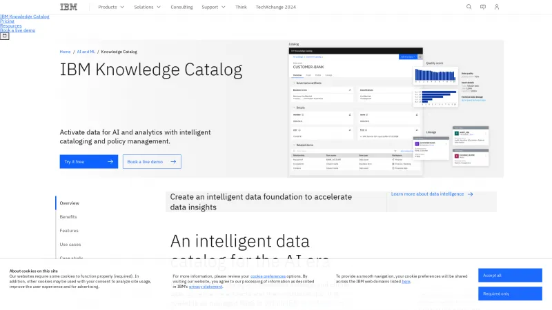 Homepage of IBM Watson Knowledge Catalog