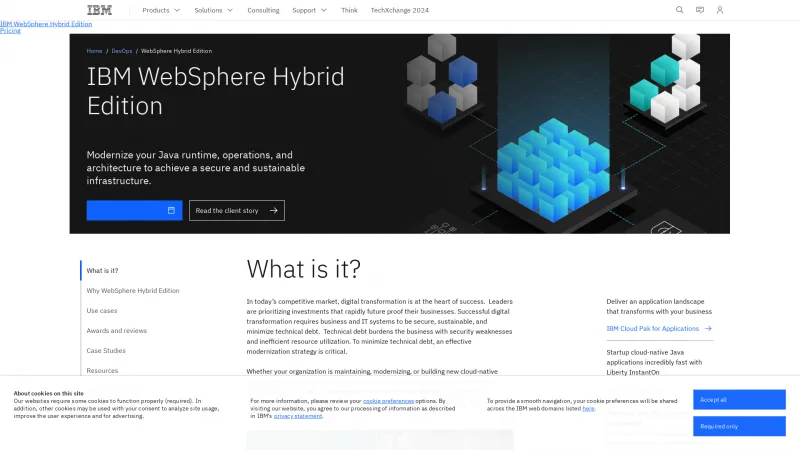 Homepage of IBM WebSphere Hybrid Edition